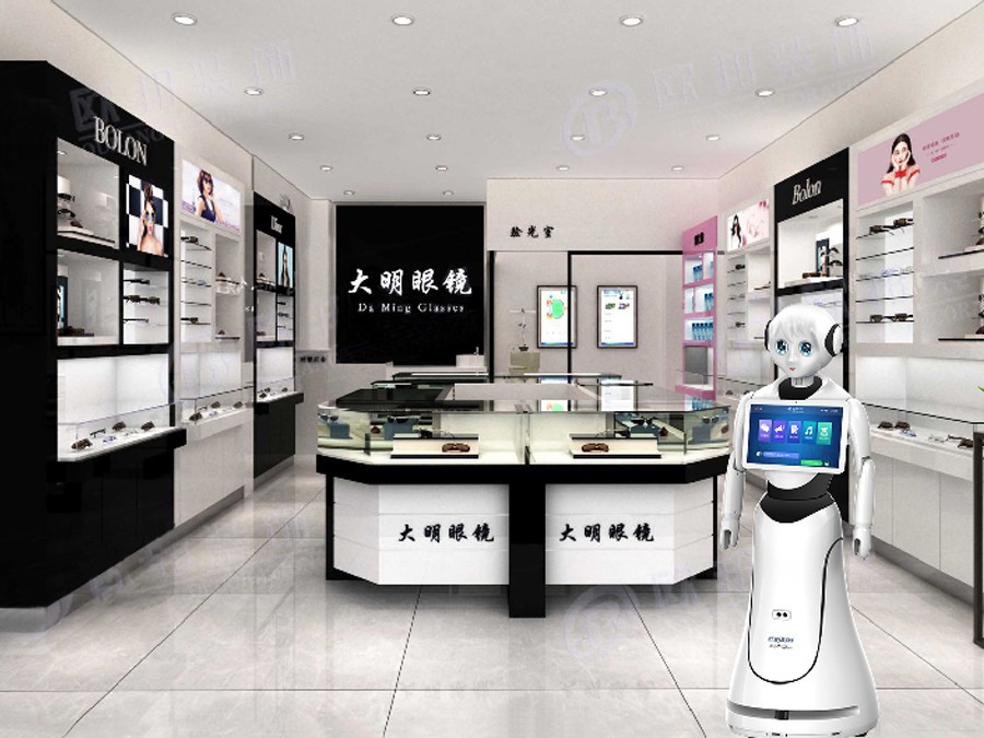 新零售迎賓機(jī)器人逐漸運(yùn)用在眼鏡店內(nèi)各環(huán)節(jié)